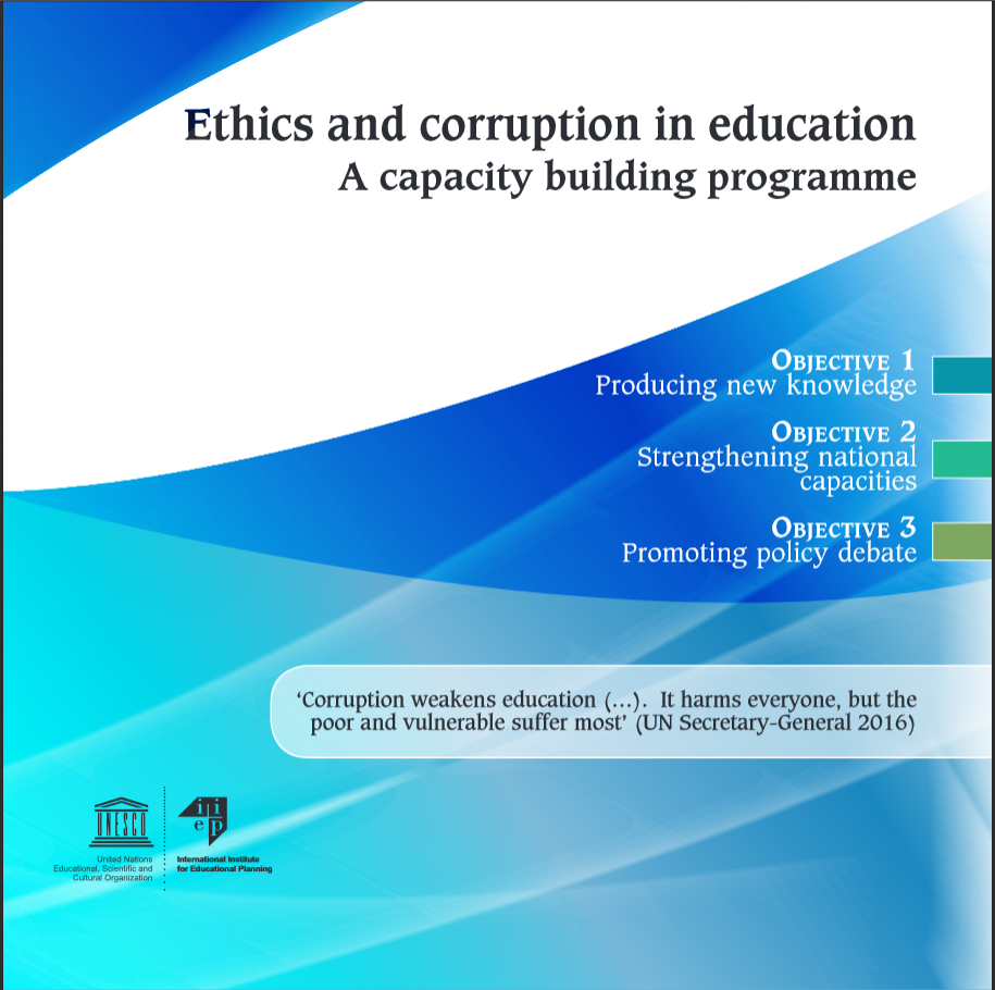 Cover of IIEP's brochure Ethics and corruption in education A capacity building programme